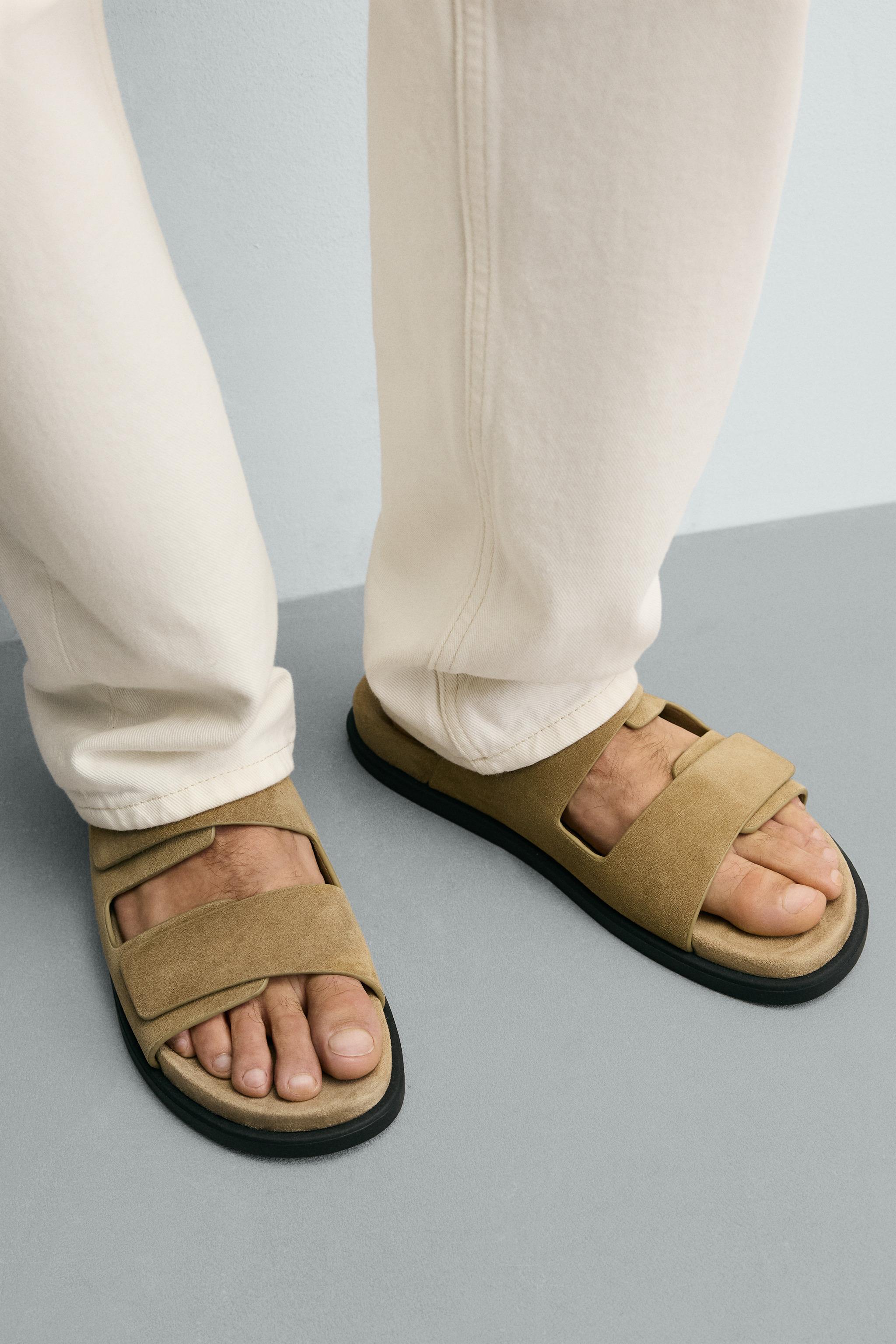 SANDALES EN CUIR DOUBLE BRIDE